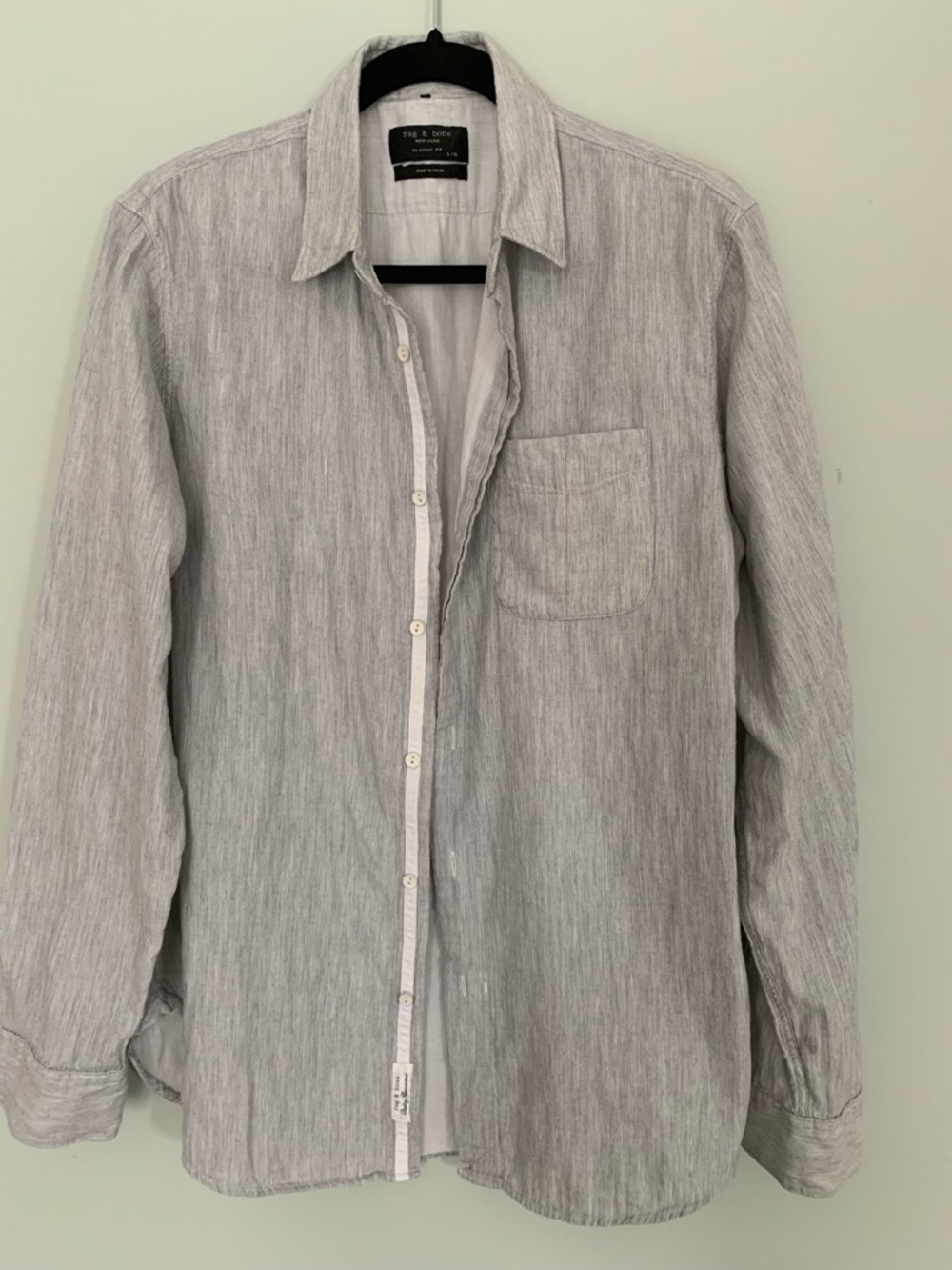 rag & bone Men's Light Gray Linen-Blend Shirt Jacket